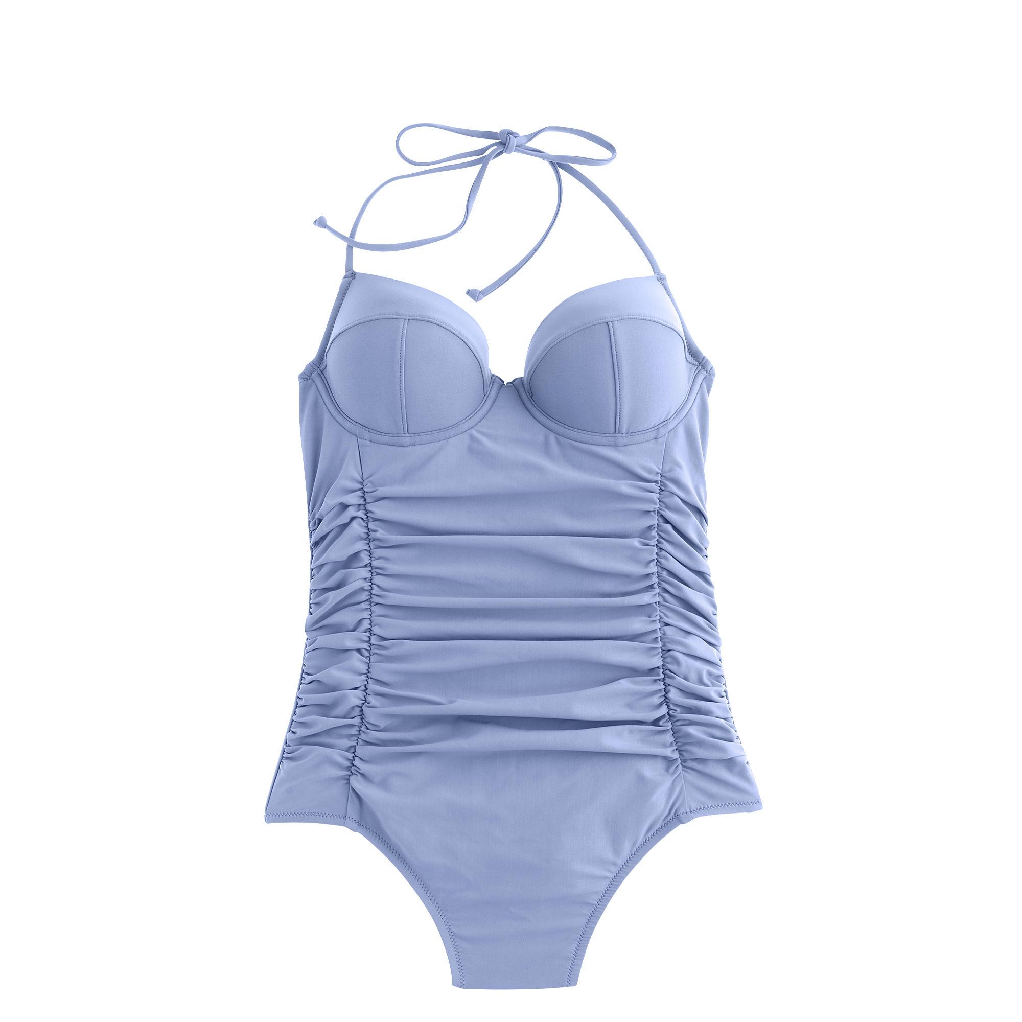 J.Crew Synthetic Dcup Halter Underwire Onepiece Swimsuit Lyst